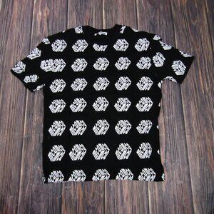 Alexander McQueen MCQ T Shirt Mens XL Black Graphic AOP All Over